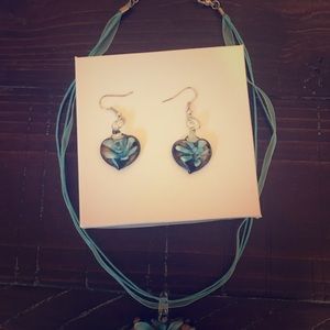 Glass blown earrings and matching necklace